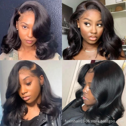 Wholesale Cheap Raw Indian Virgin Body Wave Hd Full Lace Frontal Wig Bob Natural Human Hair Transparent Lace Front Short Wigs